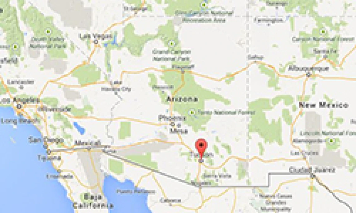 tucson on map of arizona